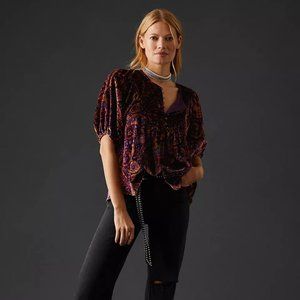By Anthropologie Puff-Sleeve Peasant Blouse